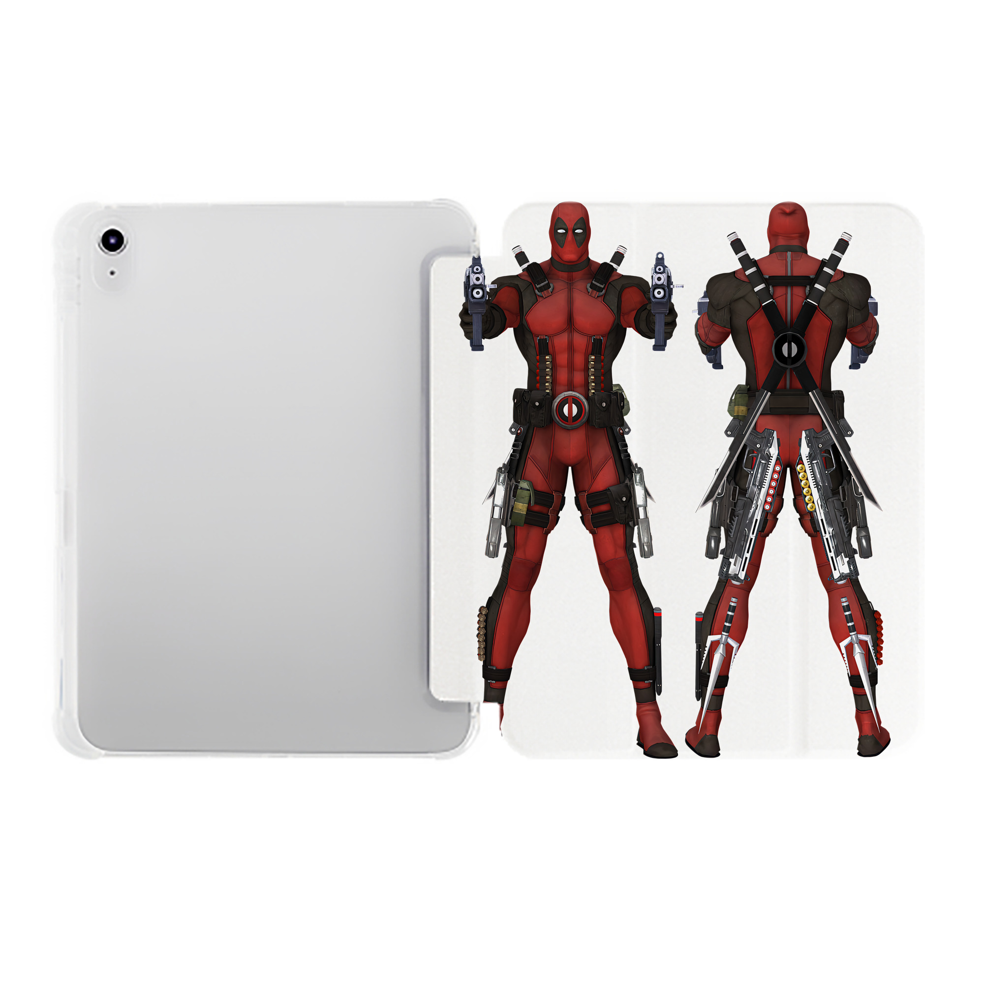 （画像用） Deadpool デッドプール IPad ケース ペン収納付き 三つ折りスタンド PUレザー×シリコン 対応機種9.5/10.5/10.9インチ